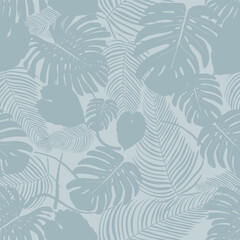 Exotic foliage vector grey background