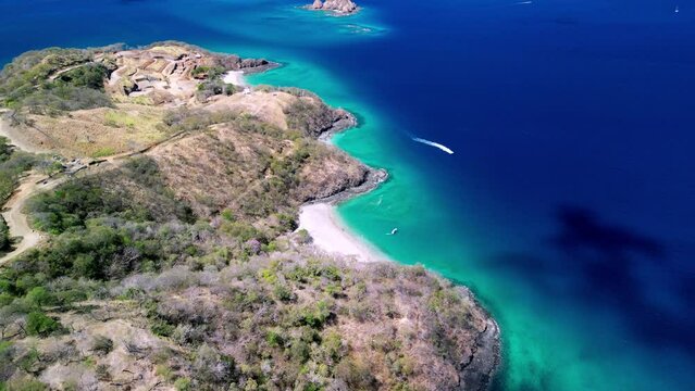 Aerial shot of Poor Calzon, Cocori, Boruca and Penca Beaches in Guanacaste, Carrillo, Costa Rica