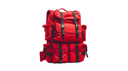 Vibrant Red Backpack, With Multiple Compartments And Adjustable Straps, Ready To Carry Your Essentials In Style