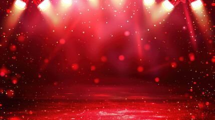 Red Smoke Illumination Empty Scene Background with Spotlights