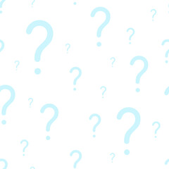 Naklejka premium Question marks texture - seamless vector blue pattern