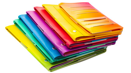 Stack Of Colorful Folders, With Tabbed Dividers And Reinforced Edges, Ready For Organizing Documents And Paperwork