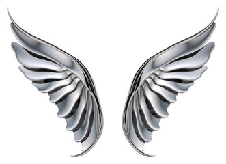 Obraz premium PNG Wings Chrome material silver wing white background
