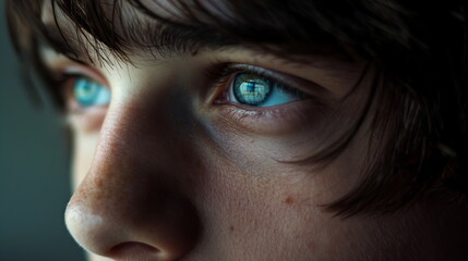 Close-up Portrait of Thoughtful Young Man, Captivating Eyes of a Dreamer