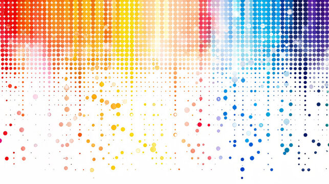 Vibrant gradient halftone pattern with rainbow colors transitioning diagonally