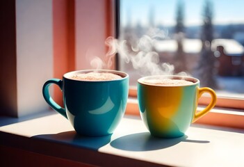 A Steaming Mug Of Hot Cocoa On A Cozy Cafe Table