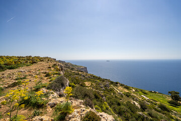 Beautiful cliffs in Malta, sunny day - 786218945