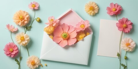 letter envelope gift with flowers