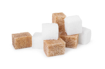 Different types of sugar isolated on white