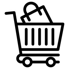 shopping trolley icon, simple vector design