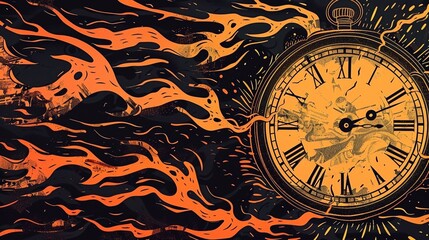 dead line, clock on fire