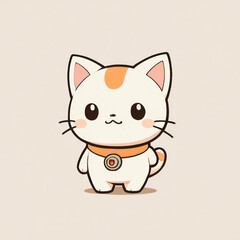 Obraz premium Happy Cartoon Kitten Illustration with Cute Design and Sweet Smile
