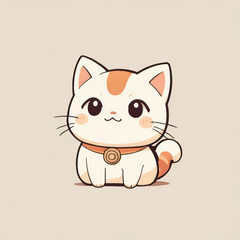 Happy Cartoon Kitten Illustration with Cute Design and Sweet Smile