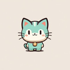 Fototapeta premium Happy Cartoon Kitten Illustration with Cute Design and Sweet Smile