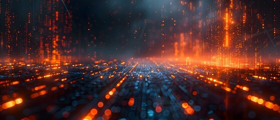 Cyber Data Pulse: Futuristic Blockchain Stream. Concept Cybersecurity, Blockchain, Technology Trends, Data Protection, Futuristic Solutions