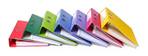 Bright binder office folders isolated on white