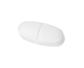 One vitamin pill isolated on white. Health supplement