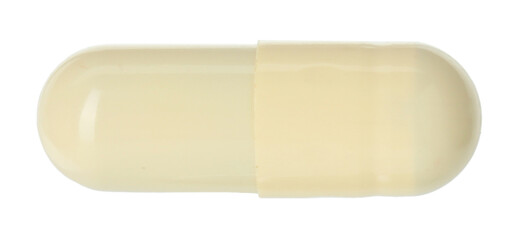 One vitamin capsule isolated on white. Health supplement