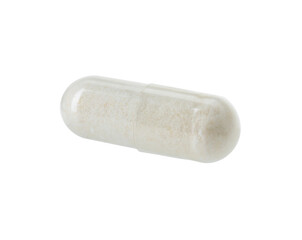 One vitamin capsule isolated on white. Health supplement