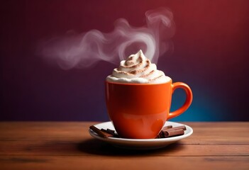 A Steaming Mug Of Hot Cocoa On A Cozy Cafe Table