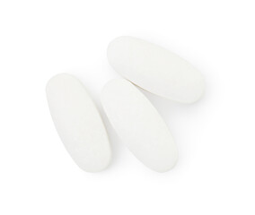 Obraz na płótnie Canvas Vitamin pills isolated on white, top view. Health supplement
