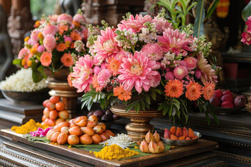 Exquisite floral arrangement symbolizing prosperity and abundance for Vishu