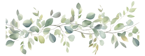 watercolor green plants set collection leaf herbal flower