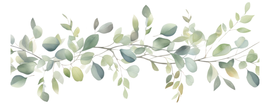 watercolor green plants set collection leaf herbal flower