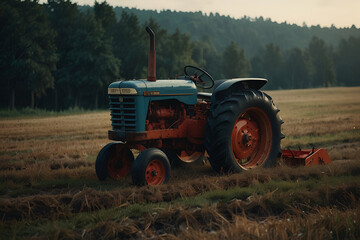 Fototapeta premium tractor plowing in feild