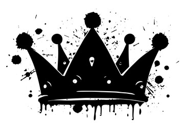 King's Crown: Hip Hop Street Art Vector with Grunge Spray Paint Drip and Graffiti Font. - obrazy, fototapety, plakaty