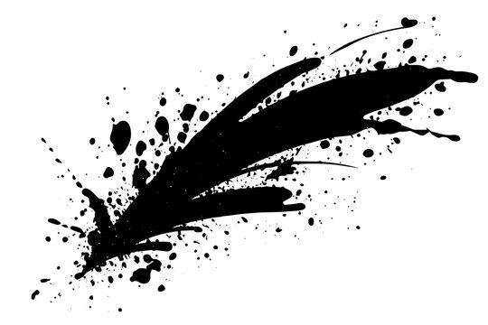 Ink Splatter Vector: Grungy Black Splashes and Stains on White Background.