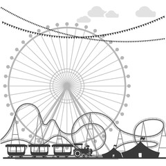 Ferris Wheel and Roller Coaster - 786229537