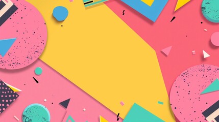 Colorful 90's Style Pattern with Ample Copy Space - vintage retro design - Party Invites Get Saved from the Mundane by the Colorful Bell Tones of This Background!