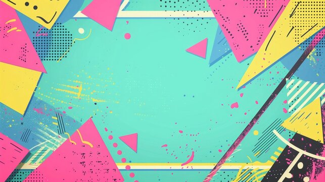 Colorful 90's Style Pattern with Ample Copy Space - vintage retro design - Party Invites Get Saved from the Mundane by the Colorful Bell Tones of This Background!