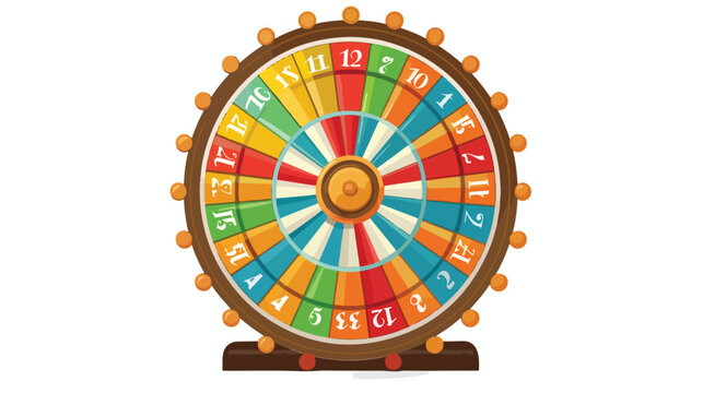 Wheel of fortune with number bets. Flat style vector