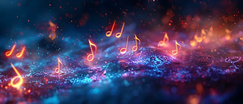 Rhythmic Vibes in Neon - A Symphony of Lights and Notes. Concept Neon Lights, Music, Energy, Dance, Expression