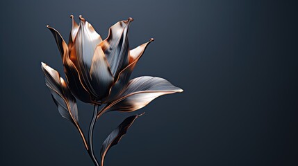 Elegant Metallic Flower on a Dark Background in a Modern Minimalist Style