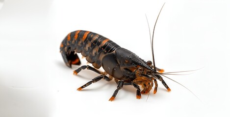 Close-Up of Black and Orange Lobster on White Background
