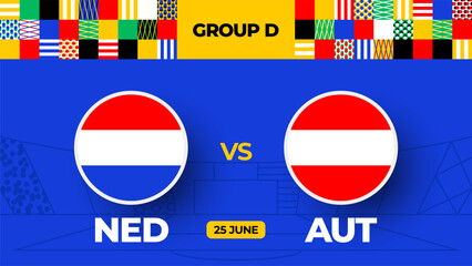 Netherlands vs Austria football 2024 match versus. 2024 group stage championship match versus teams intro sport background, championship competition.