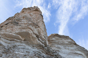 Natural walk next to the júcar river, popular cave houses, carved into the mountain,  region of La Manchuela, in Alcalá del Júcar (Albacete, Spain).