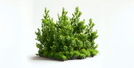 Vibrant Green Boxwood Hedge with Base Moss - obrazy, fototapety, plakaty