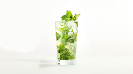 Classic Mojito cocktail on white background