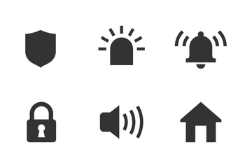 Security systems or UI monochrome icons set