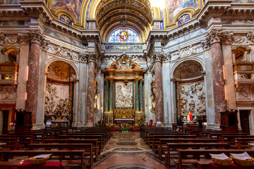 Sant'Agnese in Agone church interiors on Piazza Navona square, Rome, Italy - obrazy, fototapety, plakaty