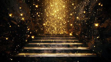 Stairs made of glittering gold - way to money and success