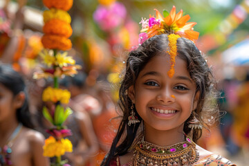 Fototapeta premium Festive atmosphere with traditional customs and joyful gatherings for Sinhala New Year