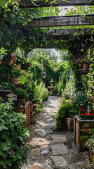 Sustainable and Creative Outdoor Gardening Space: Inviting Wonder with Eclectic Flora