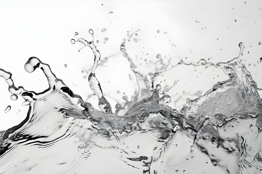 A captivating image of a water splash captured in time with incredible detail. Its beauty and adaptability for any project are enhanced by the immaculate white background.