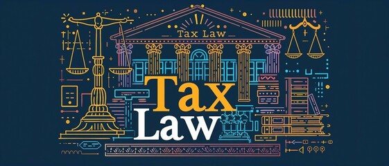Tax Law, scales of justice, gavels and book. legal expertise.
