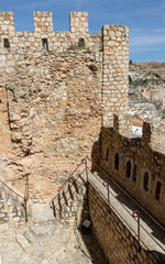 Alcalá del Júcar castle is located on a rock formed by the gorge of the Júcar River, from where the entire town can be seen, in the province of Albacete, La Manchuela, Castila la Mancha, Spain